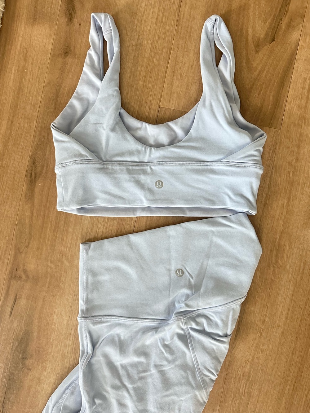 lululemon powder blue align HR 25” leggings and align sports bra